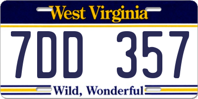 WV license plate 7DD357