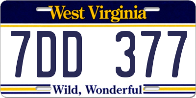 WV license plate 7DD377