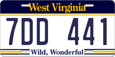 WV license plate 7DD441