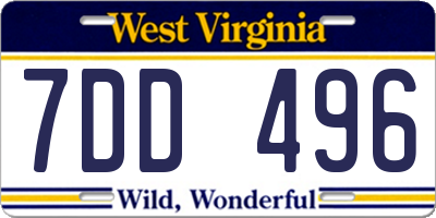 WV license plate 7DD496