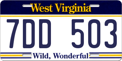 WV license plate 7DD503