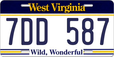 WV license plate 7DD587