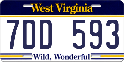 WV license plate 7DD593