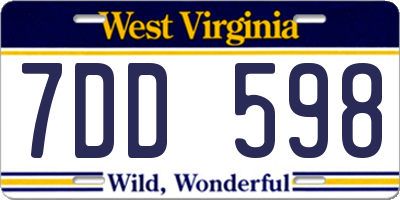 WV license plate 7DD598