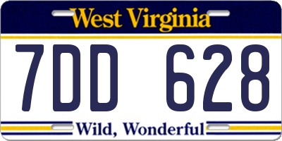 WV license plate 7DD628