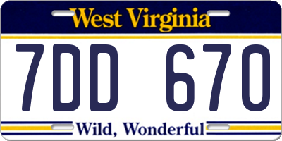 WV license plate 7DD670
