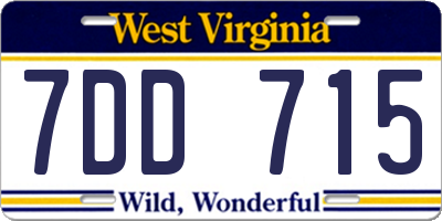 WV license plate 7DD715