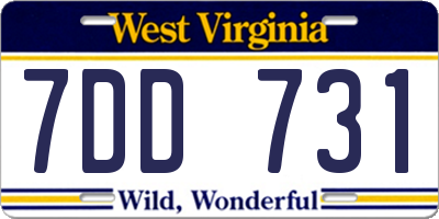 WV license plate 7DD731