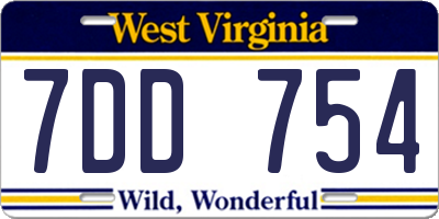 WV license plate 7DD754