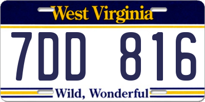 WV license plate 7DD816