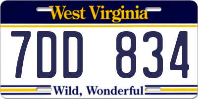 WV license plate 7DD834