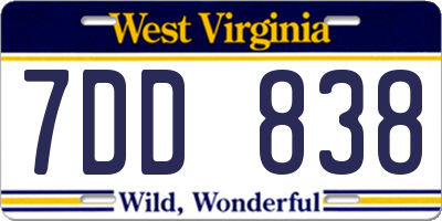 WV license plate 7DD838