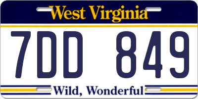 WV license plate 7DD849