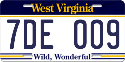 WV license plate 7DE009