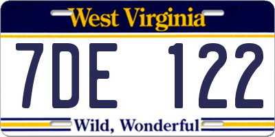 WV license plate 7DE122