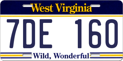 WV license plate 7DE160