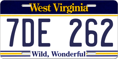 WV license plate 7DE262