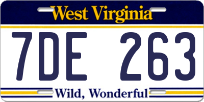 WV license plate 7DE263