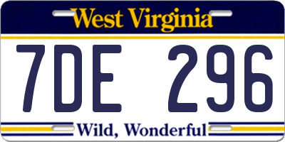 WV license plate 7DE296