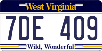 WV license plate 7DE409