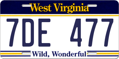 WV license plate 7DE477