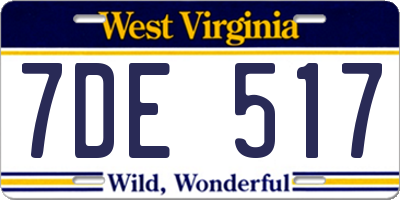 WV license plate 7DE517