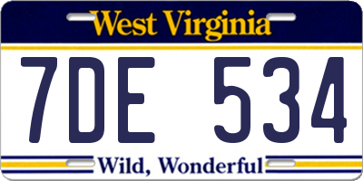 WV license plate 7DE534