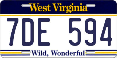 WV license plate 7DE594