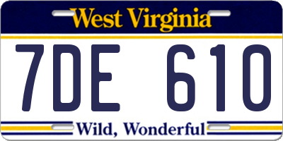 WV license plate 7DE610