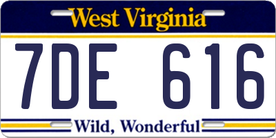 WV license plate 7DE616