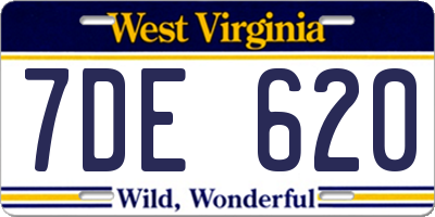 WV license plate 7DE620