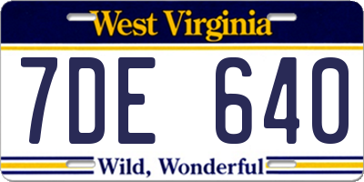 WV license plate 7DE640