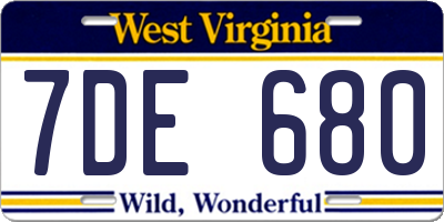 WV license plate 7DE680