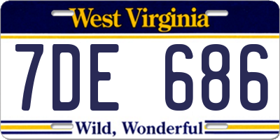 WV license plate 7DE686