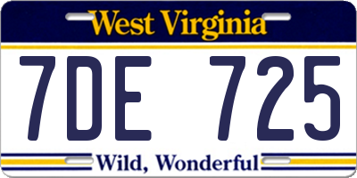 WV license plate 7DE725