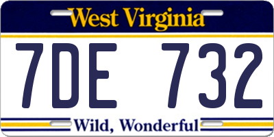 WV license plate 7DE732