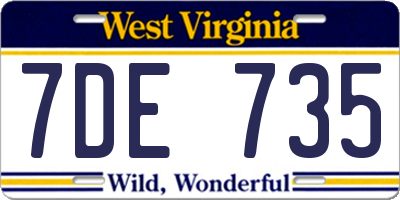 WV license plate 7DE735