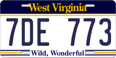 WV license plate 7DE773
