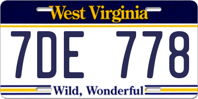 WV license plate 7DE778