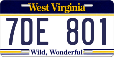 WV license plate 7DE801