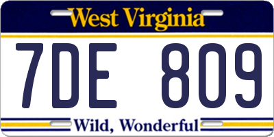 WV license plate 7DE809