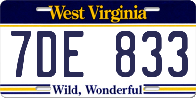 WV license plate 7DE833