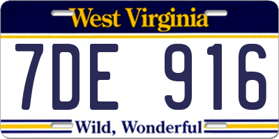 WV license plate 7DE916