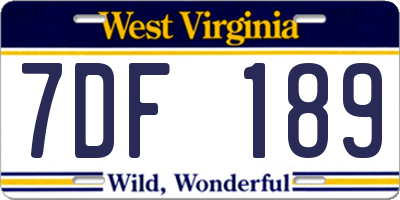 WV license plate 7DF189