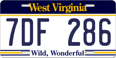 WV license plate 7DF286