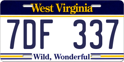 WV license plate 7DF337