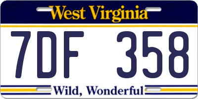 WV license plate 7DF358