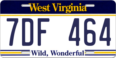 WV license plate 7DF464