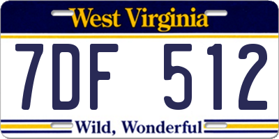 WV license plate 7DF512