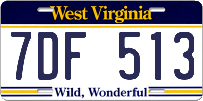 WV license plate 7DF513